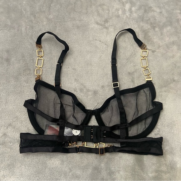 New! Bluebella Calypso mesh strappy gold hardware bra black nwot 10502 - Picture 7 of 8